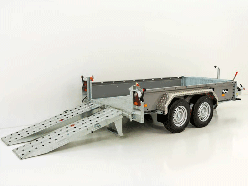 NGERR.png Vezeko Baumaschinenanhänger BA 155x360cm 3,5t|SB|Schwenk-Rampen|grau-Neu – Bild 1