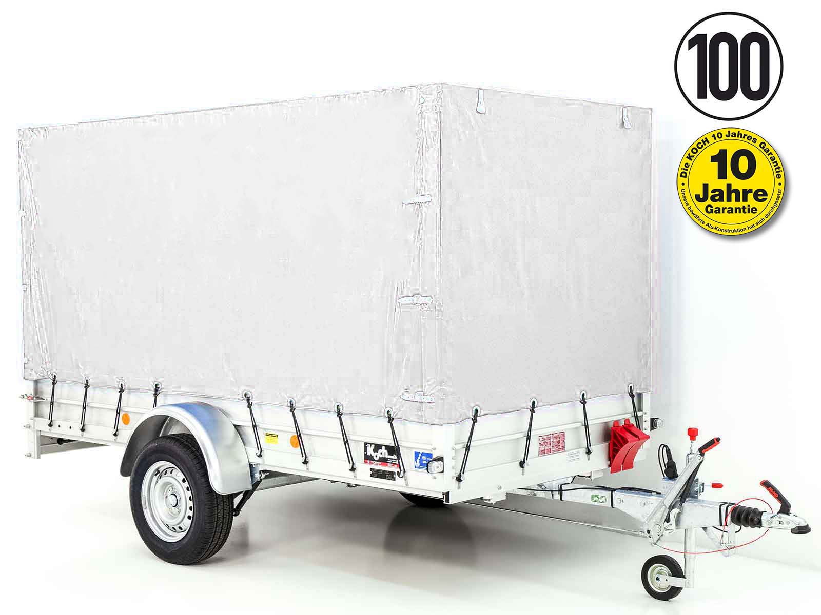 Anhänger mit Plane 150x300cm 1300kg | Typ 7.13 | Hochplane 160cm – Weiß - Neu