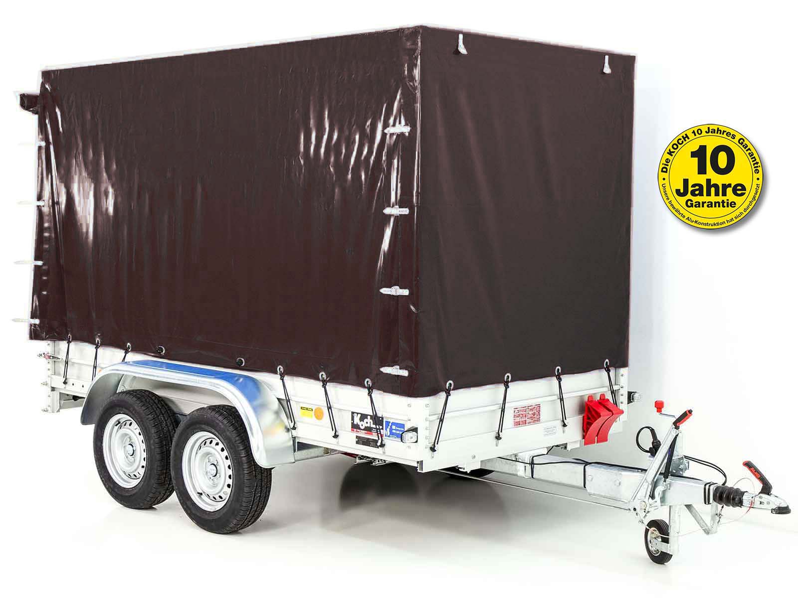 Anhänger mit Plane 150x300cm 2600kg | Typ 7.26 | Hochplane 180 cm – Schwarz - Neu