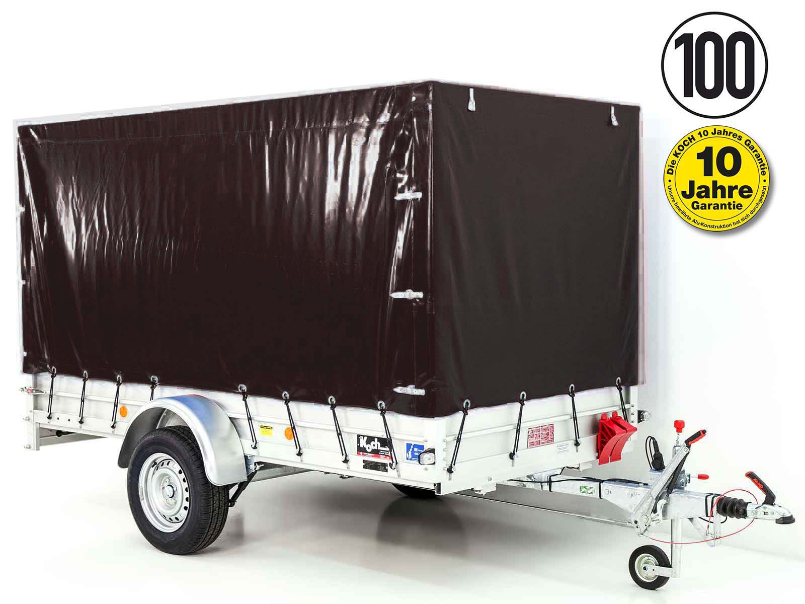 Anhänger mit Plane 150x300cm 1300kg | Typ 7.13 | Hochplane 160cm – Schwarz - Neu