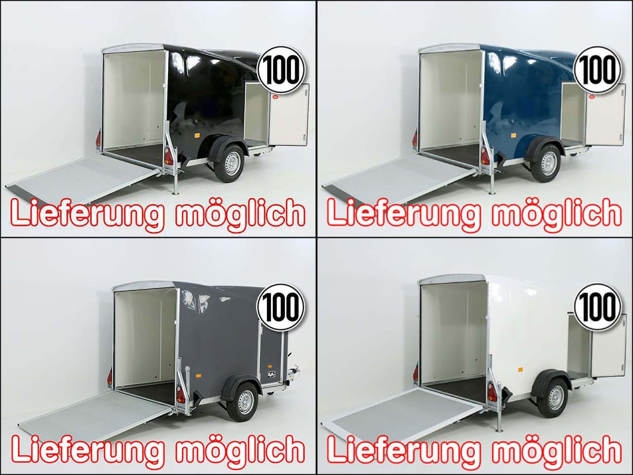 Debon Kofferanhänger Cargo 1300 Vollpoly 150x290cm H:160cm|Tür-Neu